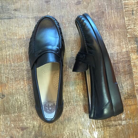 SAS San Antonio Shoes Ace Slip On Moccasin Mens 12W Black Leather Shoe Loafer - Picture 4 of 11